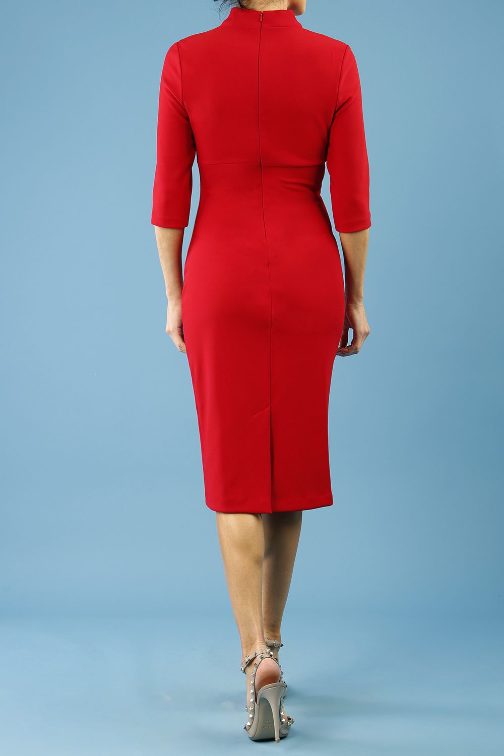 Pinboe Pinhoe Keyhole Pencil Dress – High Neck with Waist Pleats