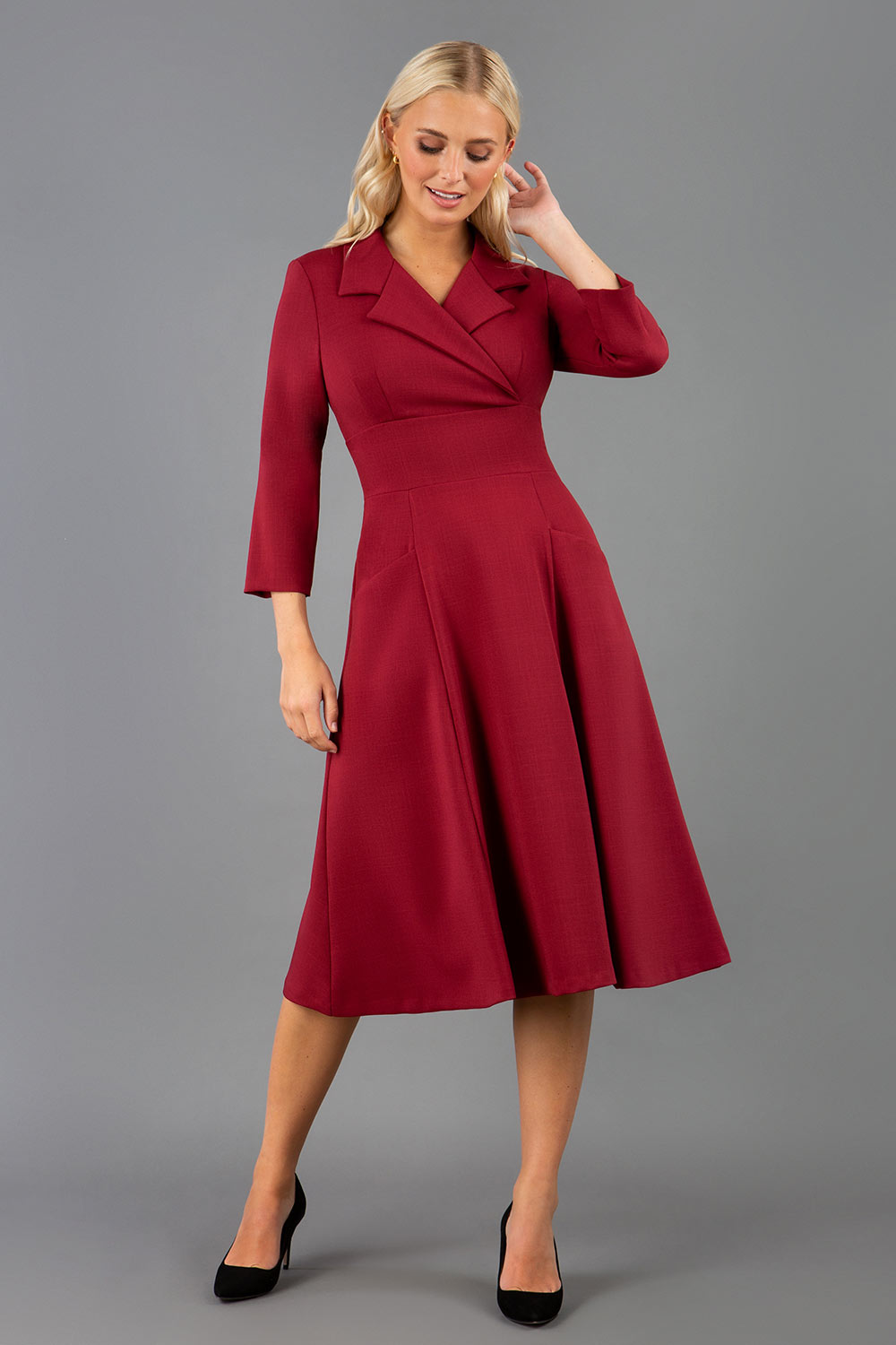Riviera Sleeved Swing Dress Luxury Moss Crepe | DivaCatwalk Riviera Sleeved Swing Dress Luxury Moss Crepe | DivaCatwalk