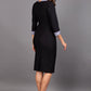 Seed Cirrus Contrast Neckline 3/4 Sleeve Pencil Dress 