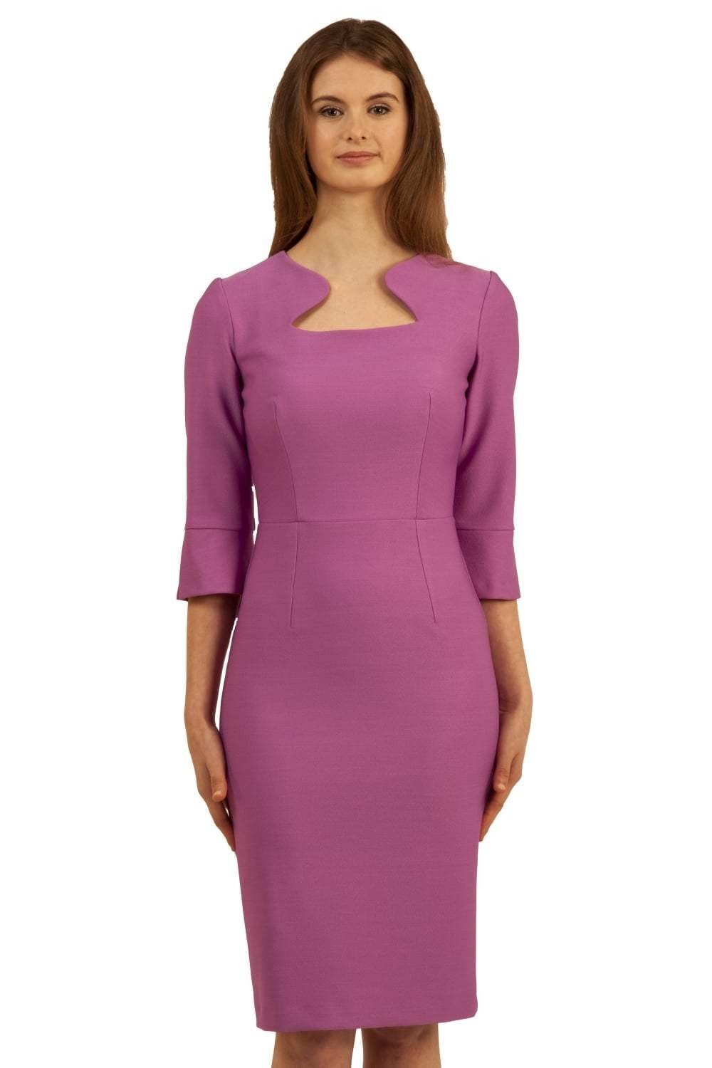 Seed Kennedy Sleeved Shaped Neckline Pencil Dress 