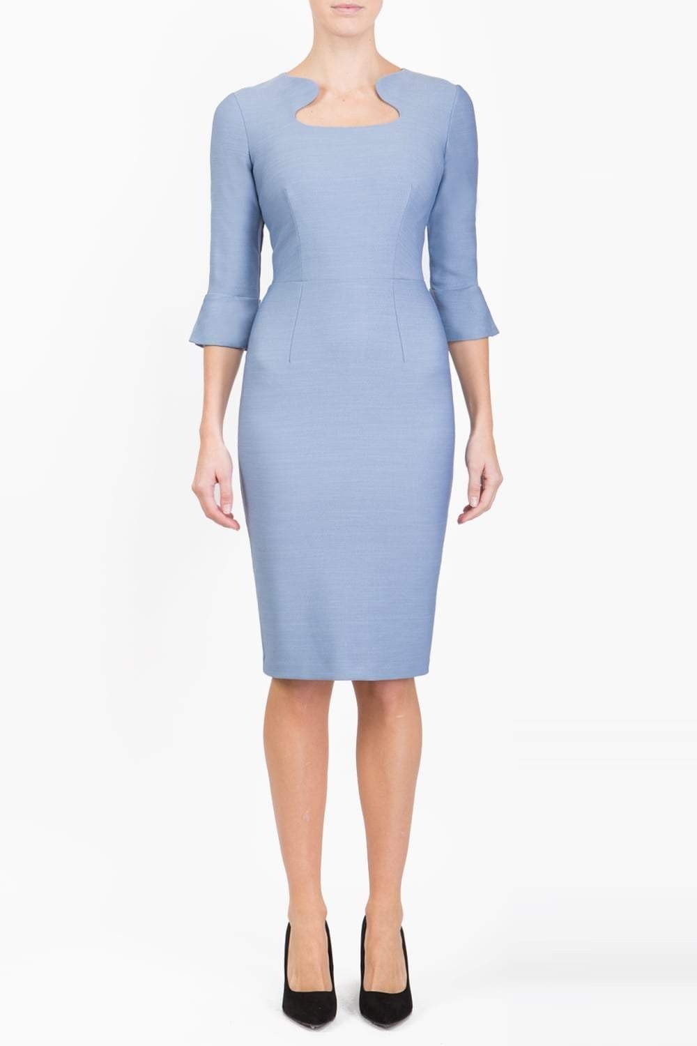 Seed Kennedy Sleeved Shaped Neckline Pencil Dress 
