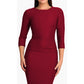 Seed Thornton Round Neck Three-quarter Sleeve Pencil Dress 