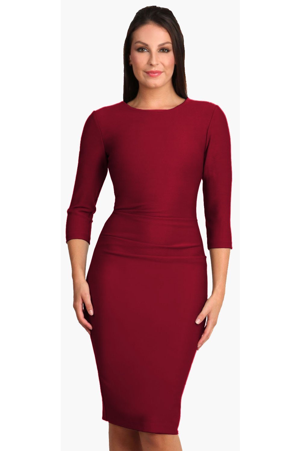 Seed Thornton Round Neck Three-quarter Sleeve Pencil Dress 