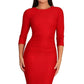 Seed Thornton Round Neck Three-quarter Sleeve Pencil Dress 