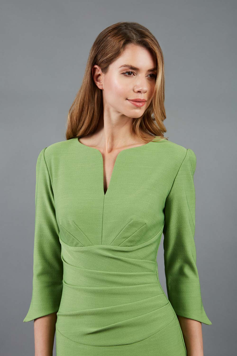 green emerald velvet dress Seed Tuscany Round Neck Pencil Dress