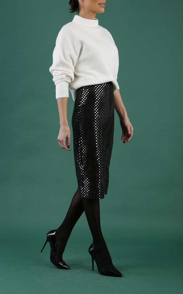 Starlet Stretch Knee Length Sequin Skirt 