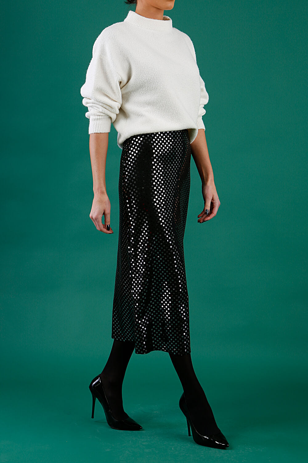 Starlet Stretch Sequin Midi Skirt 