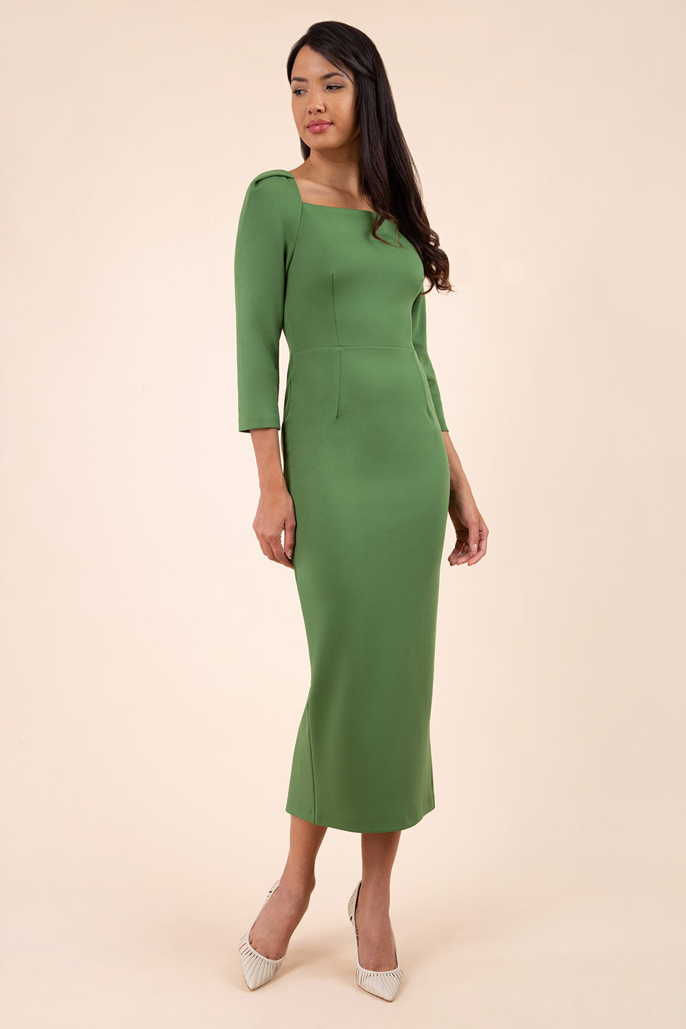 slim fit dress slacks Women Midi Pencil Dress with Sweetheart Neckline Xs / Red