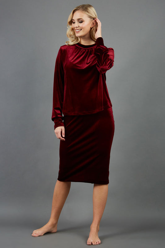 Triste Velvet Pencil Skirt 