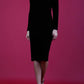 Trocadero Long Sleeve Velvet Pencil Dress 