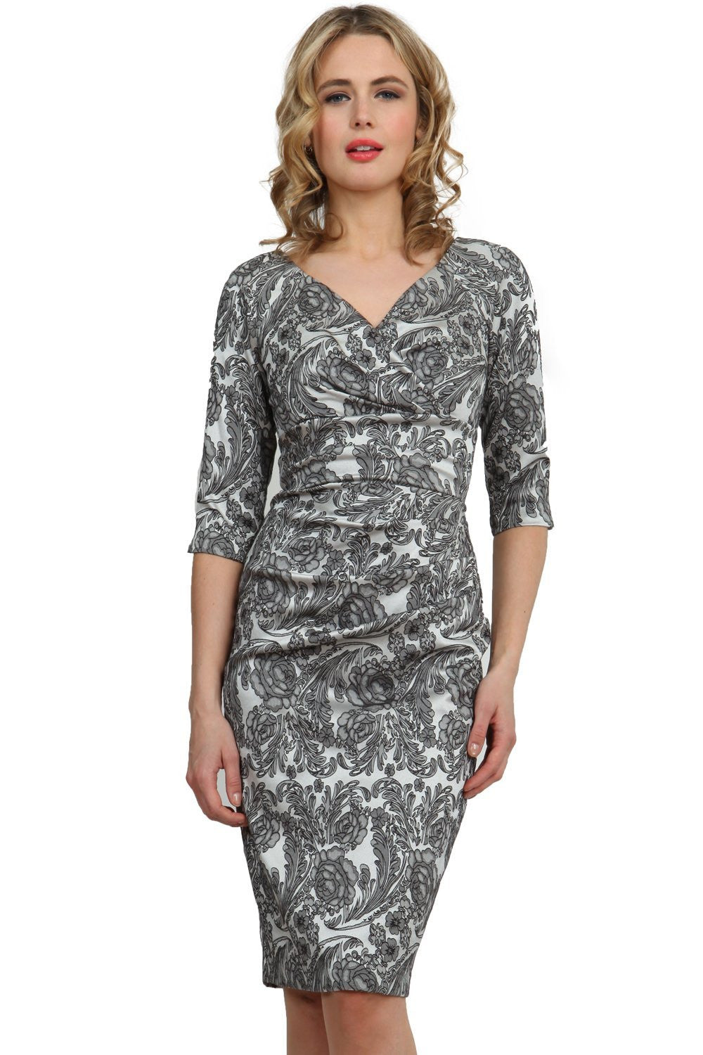 Venice Jacquard Dress – Chic Embossed Pencil Style