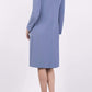 Model wearing the Diva Bliss Coat with round neckline in Stone Blue back image