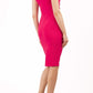 Model wearing the Diva Carla Pencil dress in ribbed super stretch fabric in paradise pink back image