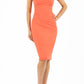 Model wearing the Diva Carla Pencil dress in ribbed super stretch fabric in sea coral front image