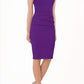 Model wearing the Diva Daphne Pencil with split neckline, sleeveless in royal purple front image 