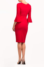 Durham Flute Sleeve Pencil Skirt Dress