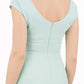 Model wearing Diva Catwalk Polly Rounded Neckline Pencil Cap Sleeve Dress with pleating across the tummy area in Mint Green back