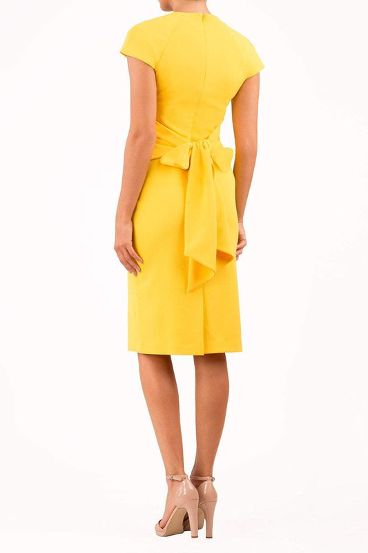 Amal_clooney_yellow_dress_royal_wedding_pencil_dress_back_image_bow