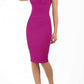 Model wearing the Diva Banbury gathered dress in bodycon pencil dress design in magenta haze front