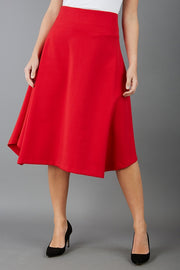divacatwalk highfield midi a-line skirt in scarlet red front