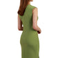 model is wearing diva catwalk octavia sleeveless pencil dress in aspen green back