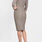 Model wearing the Seed Agatha in pencil dress design in taupe brown back image
