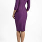 Model wearing the Seed Agatha in pencil dress design in royal purple back image