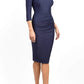 Model wearing the Seed Agatha in pencil dress design in navy blue front image